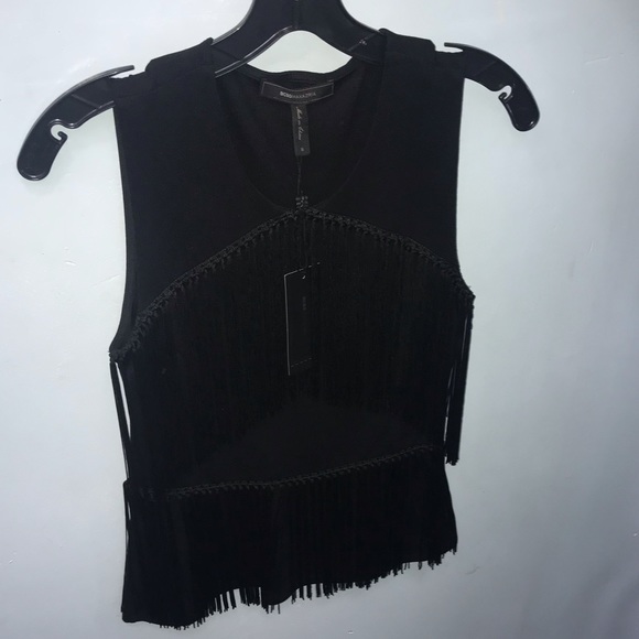 BCBGMAXAZRIA
Ponté-Knit Fringe-Trimmed Top - Picture 3 of 3